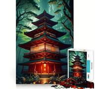 Rompecabezas Pagoda en el Bosque Verde para Adolescentes, 1000 Piezas, para estimular la Memoria, Juego de Mesa, Montaje de imágenes, Regalo navideño (50x75cm)