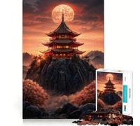 Rompecabezas Pagoda en la Cima de la montaña para Adolescentes, 1000 Piezas, Juguete Intelectual, diversión en Interiores, Corte de Calidad, Regalo Creativo (38x26cm)