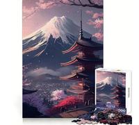 Rompecabezas Pagoda Flor Sakura 1000 Piezas para Adultos Juguete Cognitivo Tiempo de Conexión Patrón Ensamblaje Artículo Deseo de Papá Noel (38x52cm)