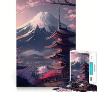 Rompecabezas Pagoda Flor Sakura 1000 Piezas para Adultos Juguete Cognitivo Tiempo de Conexión Patrón Ensamblaje Artículo Deseo de Papá Noel (38x52cm)