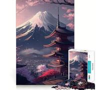Rompecabezas Pagoda Flor Sakura de 1000 Piezas para Adultos Regalos Juego de ingenio Ocio Diversión Calidad Precioso Regalo (38x26cm)