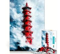 Rompecabezas Pagoda Roja en la Tormenta para Adolescentes, 1000 Piezas, para estimular la Memoria, Momentos de Tranquilidad, Corte Premium, Regalo de cumpleaños (50x75cm)