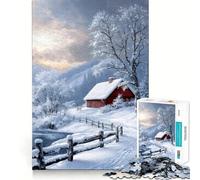 Rompecabezas Paisaje de Cabaña Invernal 1000 Piezas Juego de lógica y Pensamiento Experto en Corte Artesanía Tiempo de Tranquilidad Ejercicio Mental en casa (38x52cm)