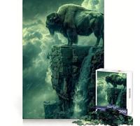 Rompecabezas Paisaje de Cascada con Bisontes, 1000 Piezas para Adultos Mejora la concentración, Alivia el estrés, Divertido, de Corte Suave, Regalo Festivo (50x75cm)