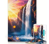 Rompecabezas Paisaje de Cascada con luz Solar 1000 Piezas Juego Divertido con tecnología Avanzada de Corte láser Juguete de Entretenimiento para Interiores (38x26cm)