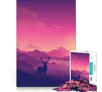 Rompecabezas Paisaje de Ciervos al Atardecer, 1000 Piezas para Adolescentes, Juguete para estimular la lógica, Juego Relajante, Arte de Borde Premium, Coleccionable 50x75cm