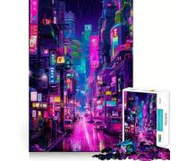 Rompecabezas Paisaje de Ciudad Nocturna de 1000 Piezas para Adultos Regalos para Mejorar la Memoria Tranquilidad y Calma Diseño Artístico (38x52cm)