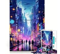 Rompecabezas Paisaje de Ciudad Nocturna para Adolescentes, 1000 Piezas, Juguete Lógico Familiar, Corte de Precisión, (38x52cm)