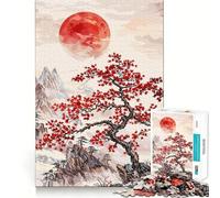 Rompecabezas Paisaje de Montaña Luna Roja 1000 Piezas para Adultos Juguete Intelectual Relajante y Calma Corte Preciso Artículo de Deseo de Santa Claus (38x52cm)