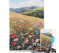 Rompecabezas Paisaje de Pradera de Flores Silvestres 1000 Piezas Juego Mental Divertido Diseño de Ajuste Huecos reuniones Familiares (38x52cm)