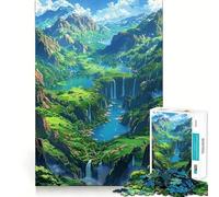 Rompecabezas Paisaje de Valle con Cascada 1000 Juego de Recuerdo Mental Alta Precisión Manualidad de Corte Desafío Interactivo para el Cerebro en Casa (50x75cm)