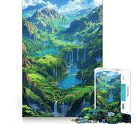 Rompecabezas Paisaje de Valle con Cascada 1000 Piezas Juego Divertido y Estimulante Troquelado de Alta Precisión Aliviar el Estrés (38x26cm)