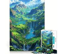 Rompecabezas Paisaje de Valle con Cascada para Adolescentes 1000 Piezas Estimula la Mente Diversión Corte Limpio Componentes Resistentes Actividad Conmovedora para Compartir (38x52cm)