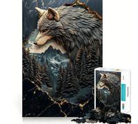 Rompecabezas Paisaje de Wolf Mountain de 1000 Piezas Juego Mental Divertido Diseño de Ajuste Huecos reuniones Familiares (38x26cm)