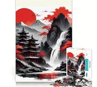 Rompecabezas Paisaje del Templo de la Luna Roja para Adolescentes 1000 Piezas Recall Upgrade Relajante Divertido Arte Decorativo de Pared (50x75cm)