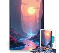 Rompecabezas Paisaje Espacial al Atardecer 1000 Piezas para Adultos Mejora la Memoria Relaja la Mente Bordes Precisos Lista de Deseos de Santa Claus 50x75cm