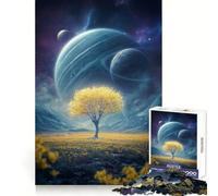 Rompecabezas Paisaje Espacial con árbol Dorado para Adultos, 1000 Piezas, Mejora la Memoria, Divertido Montaje de imágenes, Arte Coleccionable (38x52cm)