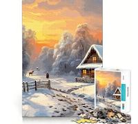 Rompecabezas Paisaje Invernal 1000 Piezas Entrenamiento Mental Diversión Corte Limpio Componentes Resistentes Entretenimiento Cautivador para Interiores Acogedores (38x52cm)