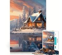 Rompecabezas Paisaje Invernal 1000 Piezas Juguete de Construcción Focus Ajuste Firme Montaje Seguro Juguete de Entretenimiento para Interiores en Vacaciones (38x52cm)