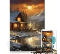 Rompecabezas Paisaje Invernal 1000 Piezas Juguete de Construcción Focus Ajuste Firme Montaje Seguro Juguete de Entretenimiento para Interiores (50x75cm)