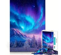 Rompecabezas Paisaje Invernal con Aurora Boreal 1000 Recall Fun Play Tecnología Avanzada de Corte láser Juguete de Entretenimiento navideño para Interiores (38x52cm)