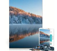 Rompecabezas Paisaje Invernal con Lago y Bosque para Adolescentes 1000 Piezas Estimula la Mente Diversión Corte Limpio Componentes Resistentes Actividad conmovedora para Compartir (38x26cm)