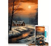 Rompecabezas Paisaje Invernal de 1000 Piezas Juego de concentración Mental Corte de precisión Bordes Lisos Actividad Absorbente para Noches tranquilas (50x75cm)