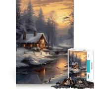 Rompecabezas Paisaje Invernal de 1000 Piezas para Adolescentes Tren de Memoria Diversión conexión Limpia y sin Fisuras Actividad Relajante para Grupos en Interiores (50x75cm)