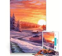 Rompecabezas Paisaje Invernal para Adolescentes 1000 Piezas Juego para Estimular la Mente Montaje Firme y Seguro Actividad para Compartir con Seres Queridos (38x26cm)