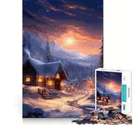 Rompecabezas Paisaje Invernal para Adolescentes 1000 Piezas Mejora la Mentalidad Juego Tamaño Uniforme Piezas Precisas Diversión Familiar Actividad Nocturna (38x52cm)