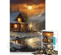 Rompecabezas Paisaje Invernal para Adolescentes 1000 Piezas Mejora la Mentalidad Juego Tamaño Uniforme Piezas Precisas Diversión Familiar Actividad Nocturna (38x52cm)