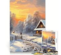 Rompecabezas Paisaje Invernal para Adultos 1000 Piezas Creativo Pensamiento Alivia el Estrés Divertido Bordes Precisos Reflexión Navidad (50x75cm)