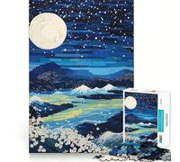 Rompecabezas Paisaje Nocturno con Luna y montañas para Adolescentes, 1000 Piezas, Juguete para ejercitar la Mente, Actividad artística para armar en casa, (38x52cm)