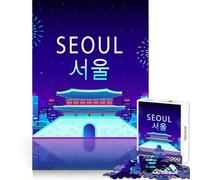 Rompecabezas Paisaje Nocturno de Seúl de 1000 Piezas para Adolescentes, Juguete de Tren lógico, luz Relajante, Corte Suave, decoración de Pared (38x26cm)