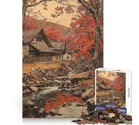 Rompecabezas Paisaje otoñal con casa y Arroyo, 1000 Piezas para adolescentesHabilidad analíticaOcio conscienteEnsamblaje precisoRegalo Ideal para Las Vacaciones (38x52cm)