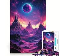 Rompecabezas Paisaje Planeta Púrpura para Adultos 1000 Piezas Juguete de Lógica Fina Relajante Bordes Limpios Pieza de Bellas Artes (38x26cm)