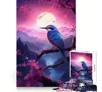 Rompecabezas Pájaro Azul en Flor de Cerezo para Adultos, 1000 Piezas, Creativo, Pensamiento, Relajante, Tiempo Libre, Bordes Exactos, Sorpresa Navideña (50X75CM)
