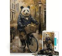 Rompecabezas Panda Amsterdam Bicycle de 1000 Piezas para Adultos, Juguete para ejercitar la Mente, Tiempo Libre, diseño nítido, Regalo increíble (50x75cm)