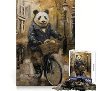 Rompecabezas Panda Amsterdam Bicycle de 1000 Piezas para Adultos, Juguete para ejercitar la Mente, Tiempo Libre, diseño nítido, Regalo increíble (50x75cm)