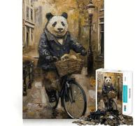 Rompecabezas Panda Amsterdam Bicycle para Adultos, 1000 Piezas, Rompecabezas Mental, Montaje Lento, Disfrute de la Imagen, (38x26cm)