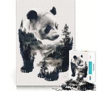 Rompecabezas Panda Animal Forest para Adultos, 1000 Piezas, Juguete de lógica Resistente, Alivio de tensión, Borde Transparente, Regalo Premium (38x26cm)