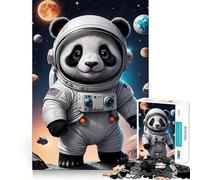 Rompecabezas Panda Astronauta de 1000 Piezas para Adultos Mejora la Memoria Ideal para el Ocio Corte Firme Fiestas (38x52cm)
