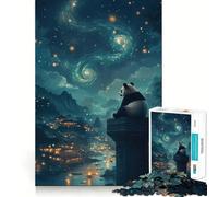 Rompecabezas Panda bajo Cielo Estrellado de 1000 Piezas para Adolescentes Ayuda a Mejorar la Memoria Diseño Divertido y Relajante Regalo Elegante (38x26cm)