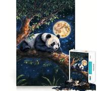 Rompecabezas Panda bajo la luz de la Luna de 1000 Piezas para Adultos Juego de ingenio para relajar la Mente Bordes Afilados Regalo Premium (50x75cm)