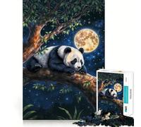 Rompecabezas Panda bajo la luz de la Luna de 1000 Piezas para Adultos y Adolescentes Juguete de lógica para Relajarse Corte de precisión Regalo Ideal (38x26cm)