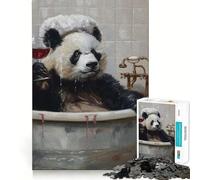 Rompecabezas Panda Bath Glass Red Wine de 1000 Piezas para Adultos, Juguete Inteligente para el hogar, decoración de Pared con Corte preciso (38x26cm)