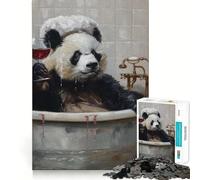 Rompecabezas Panda Bath Glass Red Wine para Adultos, 1000 Piezas, Juguete de lógica Fina, Casual, Relajante, con Bordes limpios, Pieza de Arte Fina (38x52cm)