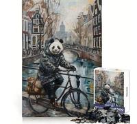 Rompecabezas Panda Bicycle Amsterdam de 1000 Piezas para Adultos Regalos Divertidos y de Ocio Precioso Regalo (50x75cm)