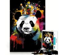 Rompecabezas Panda con Corona de 1000 Piezas para Adultos Juguete de lógica Fina, silencioso y Divertido Bordes limpios Regalo Memorable (38x26cm)