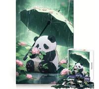 Rompecabezas Panda con Paraguas bajo la Lluvia para Adultos, 1000 Piezas, Juguete para concentrarse y Relajarse, Bordes Ajustados, selección de Deseos de Papá Noel (38x26cm)